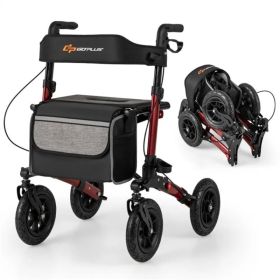 308lbs Foldable Rolling Walker: 9" All-Terrain Tires, 7-Level Height (32.1"-38.2"), Wide Seat, Aluminum Frame (Option: Default Title)