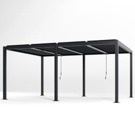 Pergola Modern Style With Adjustable Louvers For Outdoor Roof, Garden, Easy Assembly, Durable, Charcoal (Option: 12 X 16)