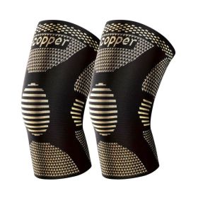 1 Pair Copper Knee Pads Ultimate Shock-Absorbing Gear For Men & Women Superior Knee Support For Sports Yoga Fitness Basketball (Option: XL)